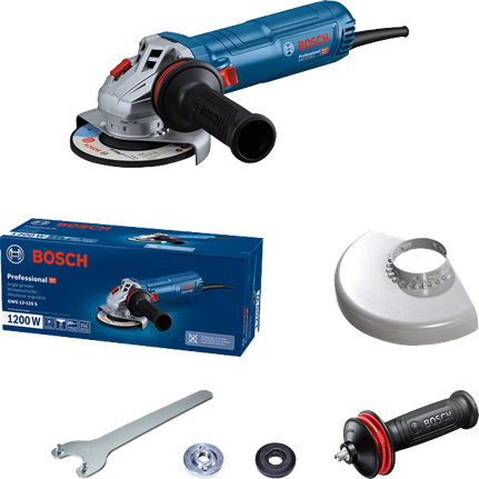 Bosch GWS 12-125 S 1200W 125 mm avuç taşlama, stüdyo ürün fotoğrafı