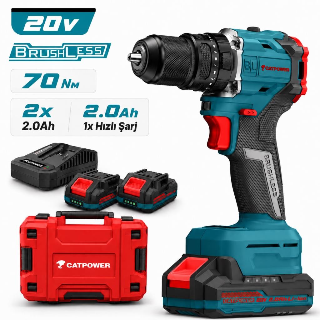 CatPower 1055 20V Akülü Darbeli Vidalama Matkap 13mm 70Nm