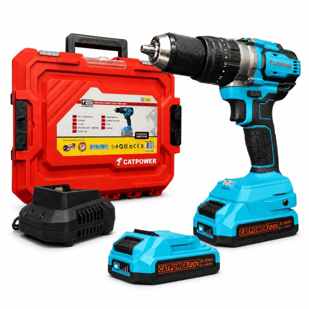 CatPower 4212 20V Akülü Darbeli Vidalama Matkap 13mm 70Nm