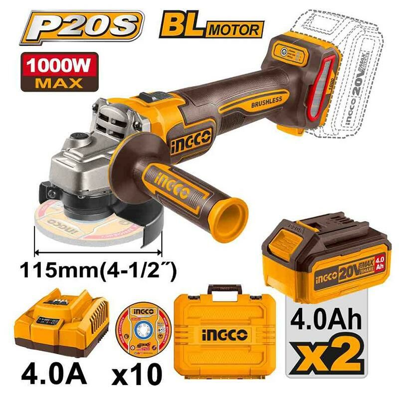 Ingco CAGLI271532E 20V Akülü Kömürsüz 115mm Avuç Taşlama