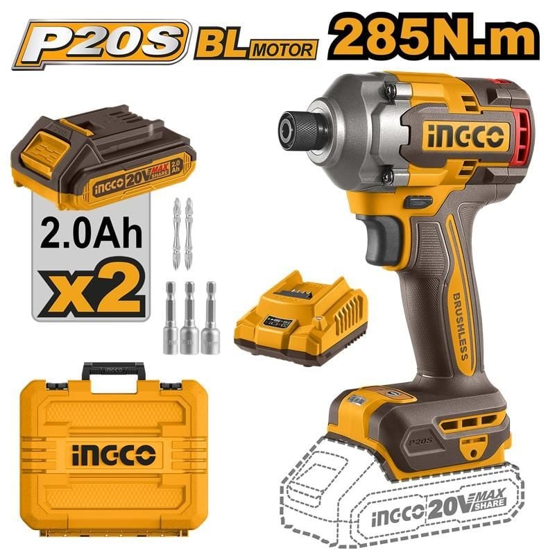 Ingco CIRLI2028E 20V Akülü Kömürsüz 1/4" Darbeli Vidalama