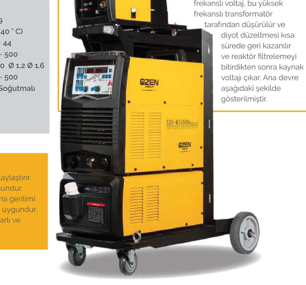 Özen Weld SZS 500 Sinerjik Pulse MIG/MAG Kaynak Makinesi 500A